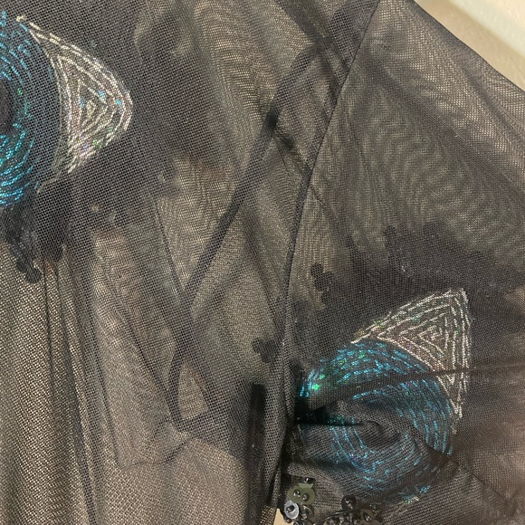Discount Universe Med Large Australian Designer Art Piece Rare Sequin Eye Blouse - Picture 5 of 7